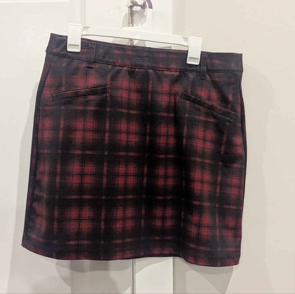 Maurices Red Plaid Mini Skirt With Pockets